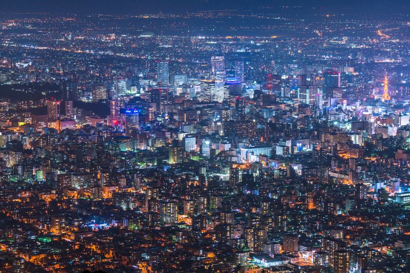 Cảnh đêm nhìn từ núi Moiwa